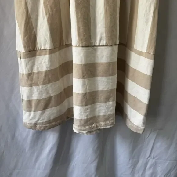 Evereve Women’s Dress Beige White stripe XS Midi Classic Preppy Terry Pockets - Picture 5 of 10